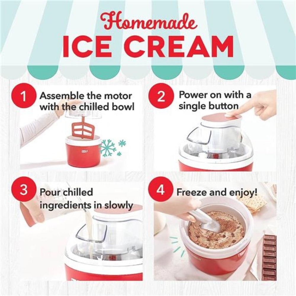 Ice Cream Maker for Gelato, Sorbet, Frozen Yogurt + Ice Pops, with Mixing Bowl - Picture 4 of 5
